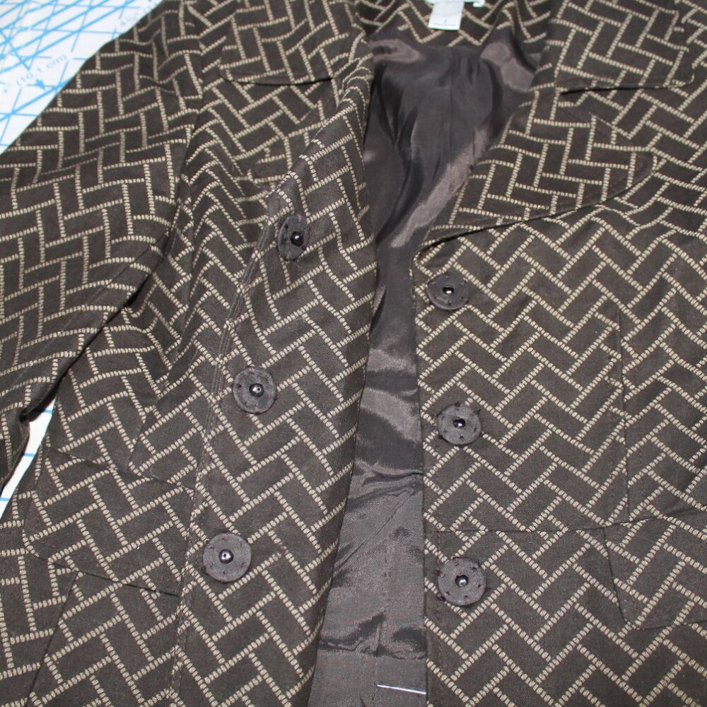 Loft Brown Herringbone Pattern Blazer, Size 2 - image 6